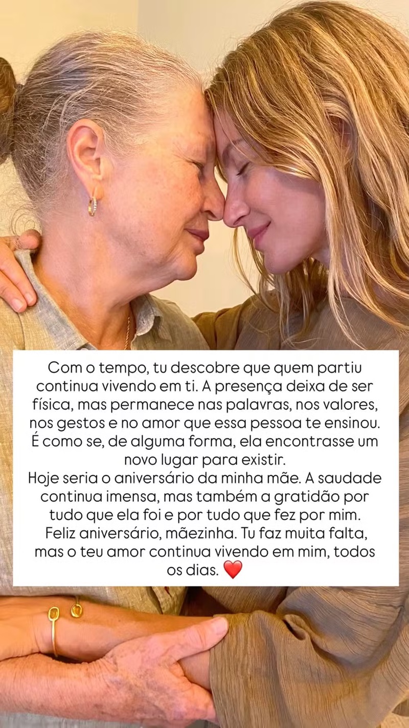 Gisele com a mãe - ReproduçGisele com a mãe - Reprodução/Instagramão/Instagram