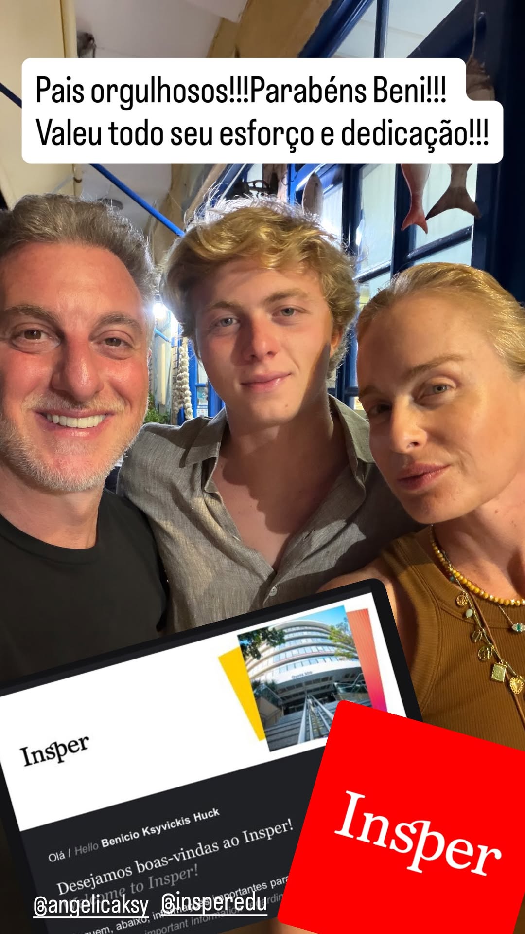 Luciano Huck e Angélica são pais de Benício - Foto: Reprodução/instagram