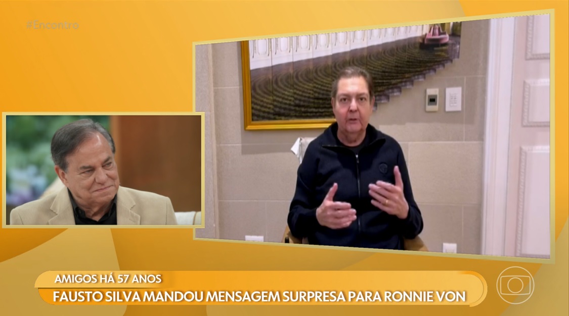 Ronnie Von com o amigo Faustão - Reprodução TV Globo