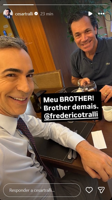 César Tralli com o irmão, Frederico Tralli - Foto: Reprodução / Instagram @cesartralli