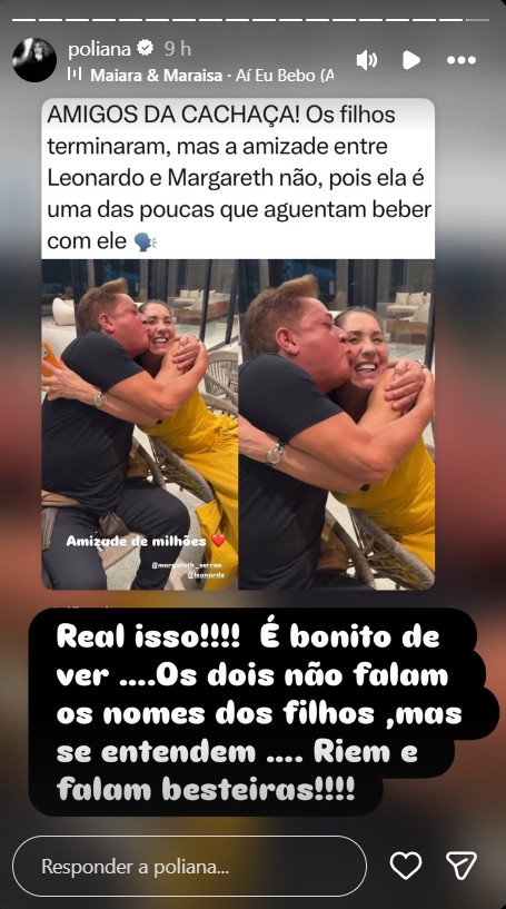 Poliana Rocha ressalta amizade entre Leonardo e mãe de Virginia - Foto: Reprodução / Instagram @poliana 
