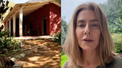 Afastada da TV aberta há uma década, atriz abre mão de luxos e constrói refúgio rústico em meio à natureza