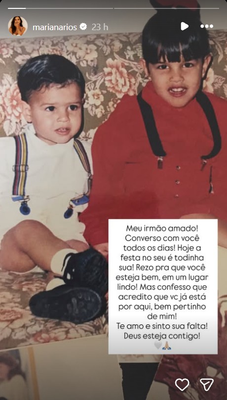 Mariana Rios homenageia o irmão - Foto: Reprodução / Instagram @marianarios