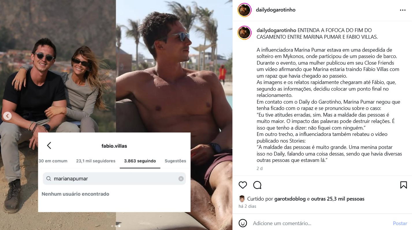 Fábio Villas e Marina Pumar - Foto: Reprodução / Instagram @dailydogarotinho