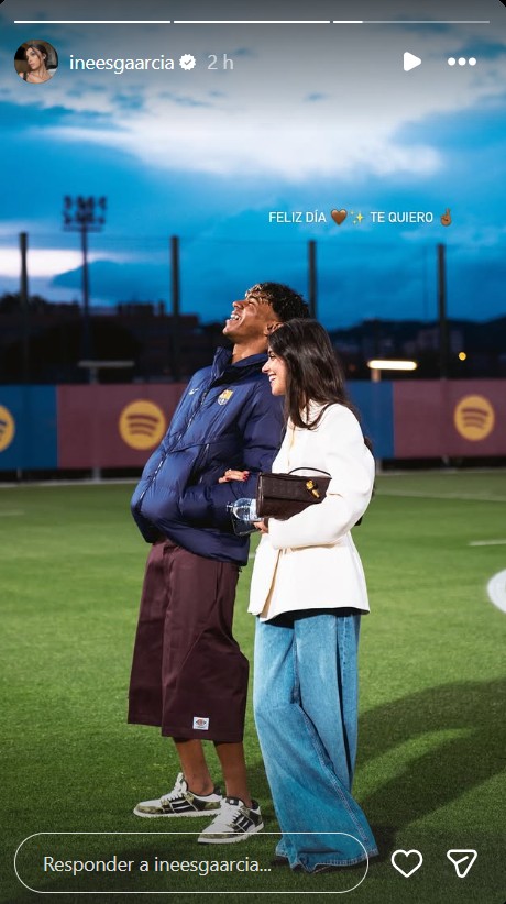 Lamine Yamal com a namorada, Inés Garcia - Foto: Reprodução / Instagram @ineesgaarcia