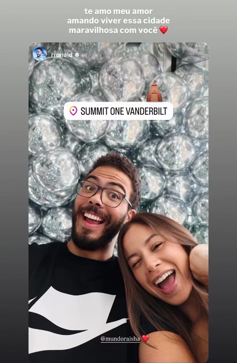 Ronald e a namorada, Raisha Palomaro — Foto: Reprodução/Instagram