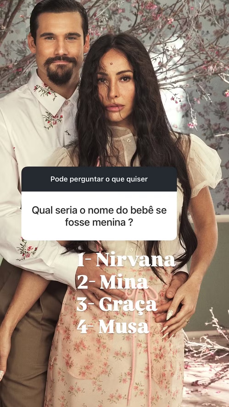 Sabrina Sato revela nomes que escolheria se tivesse à espera de uma menina — Foto: Reprodução/Instagram