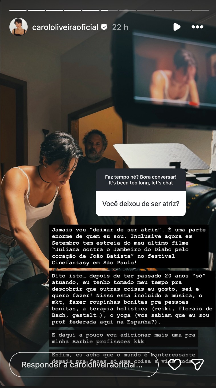 Atriz nega que tenha abandonado a carreira - Foto: Reprodução/Instagram