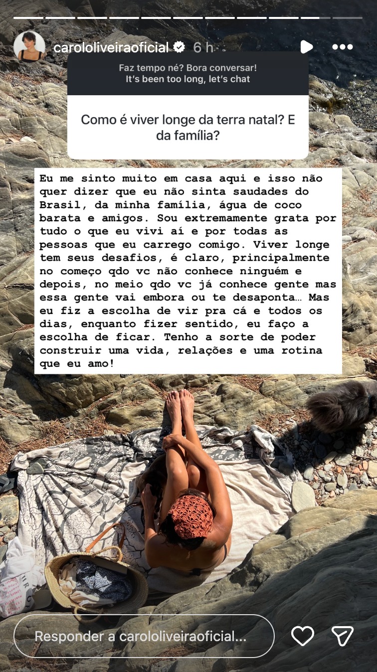 Carolina Oliveira fala sobre vida na Espanha - Foto: Reprodução/Instagram