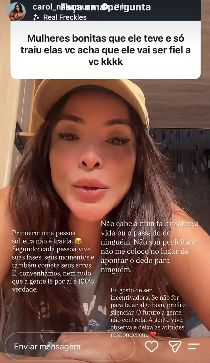 Carol Nakamura responde a fãs sobre affair com Hungria — Foto: Reprodução/Instagram