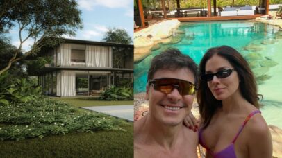 Aos 52 anos, Rodrigo Faro vive momentos em refúgio de fazenda com lago artificial no interior de SP
