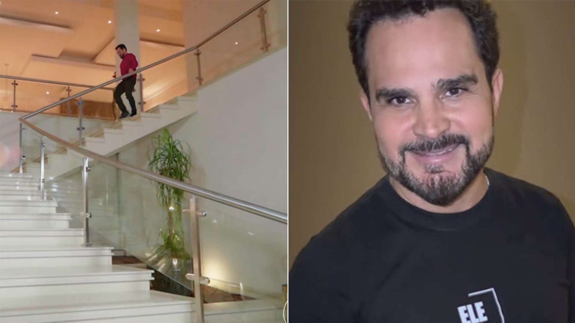 Mans&atilde;o de 2.500 m&sup2; de Luciano Camargo tem escadaria, le&otilde;es de m&aacute;rmore e p&eacute; direito de 11 metros