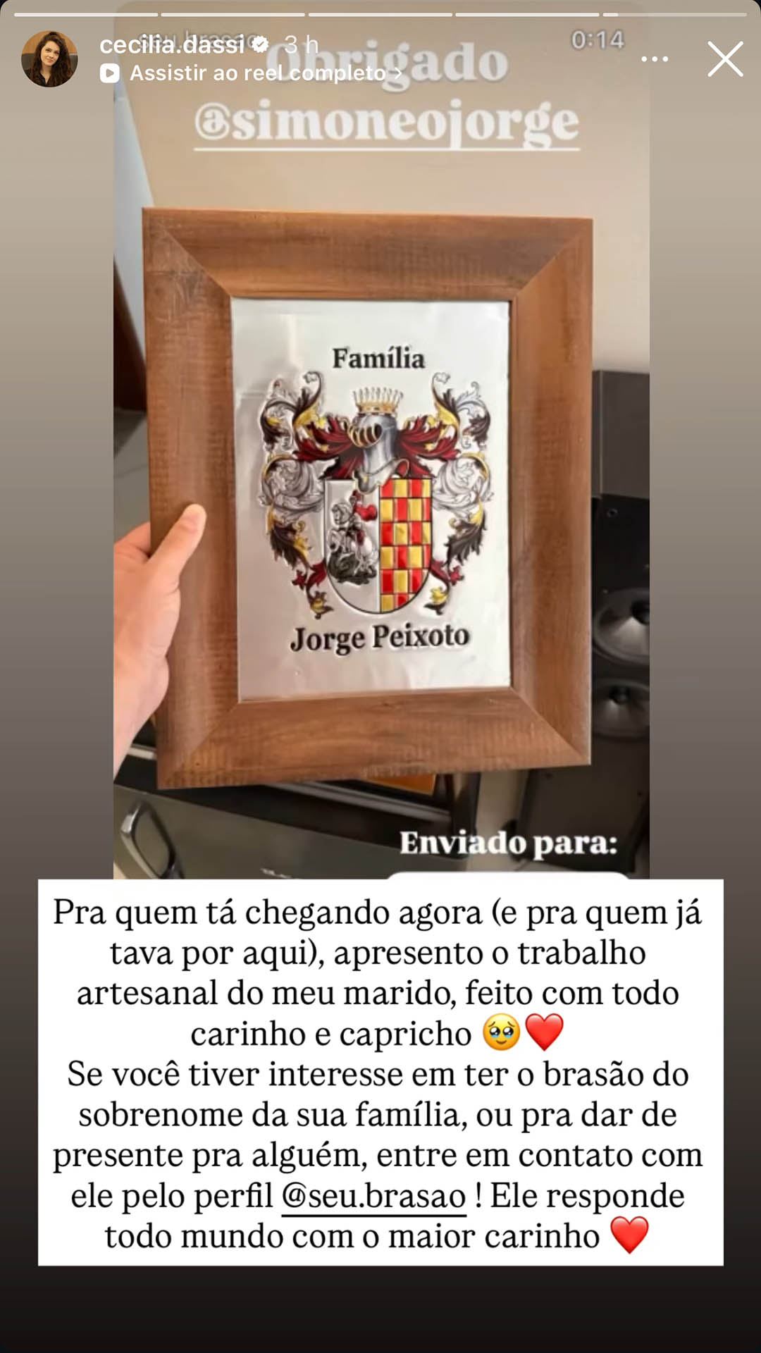 Post de Cecilia Dassi - Foto: Reprodução / Instagram