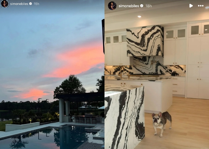 Áreas externa e interna da mansão de Simone Biles - Foto: Reprodução/Instagram