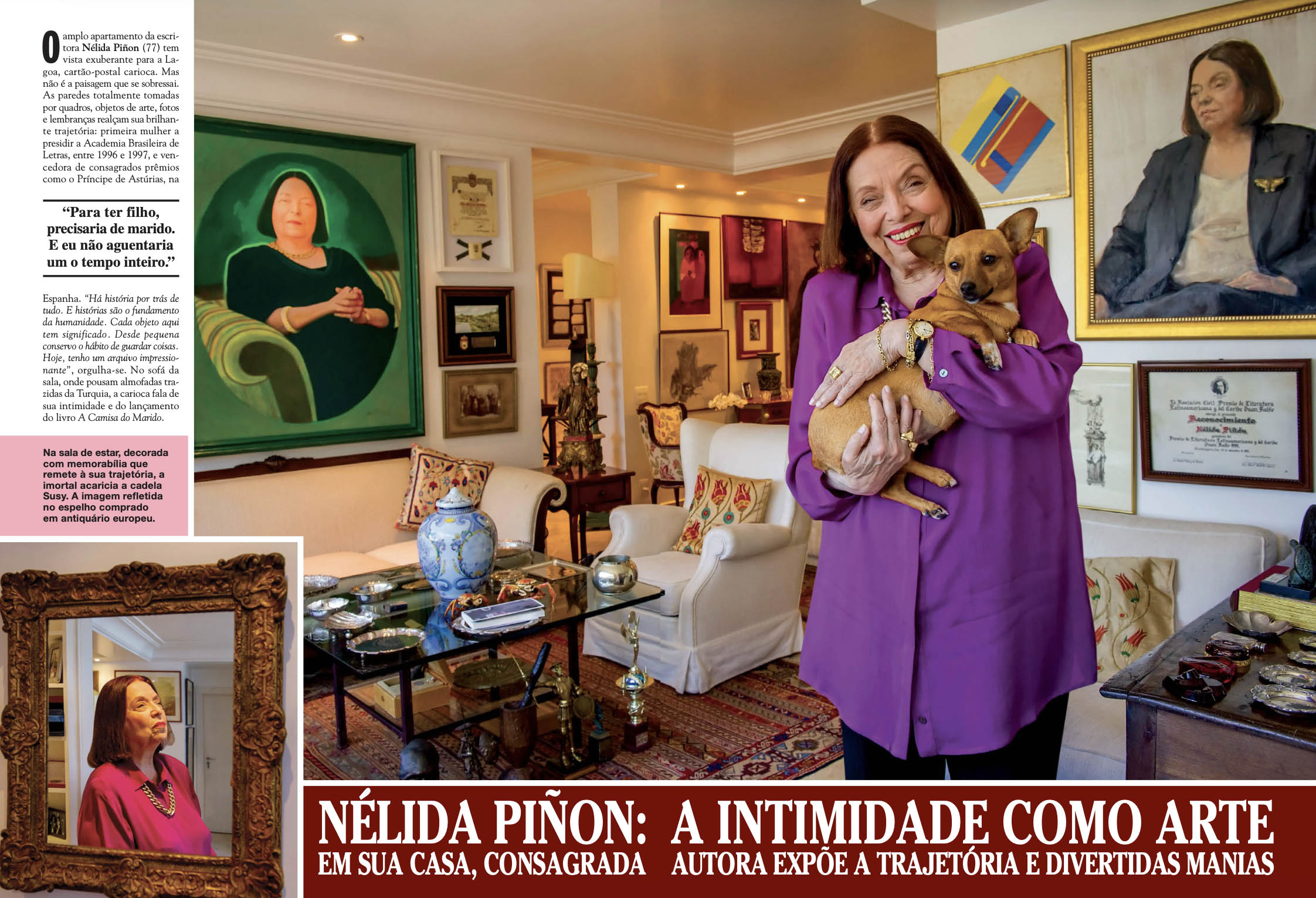 Apartamento de Nélida Piñon em entrevista na Revista CARAS em 2014 - Foto: Arquivo CARAS