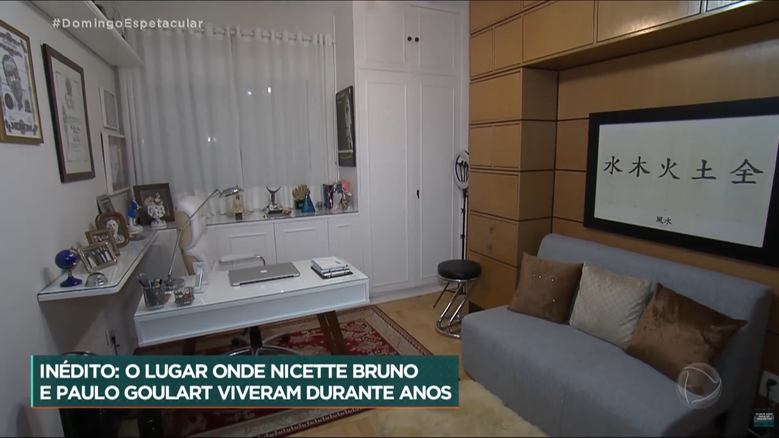 Escritório do apartamento de Nicette Bruno e Paulo Goulart em São Paulo - Foto: Reprodução / Record TV