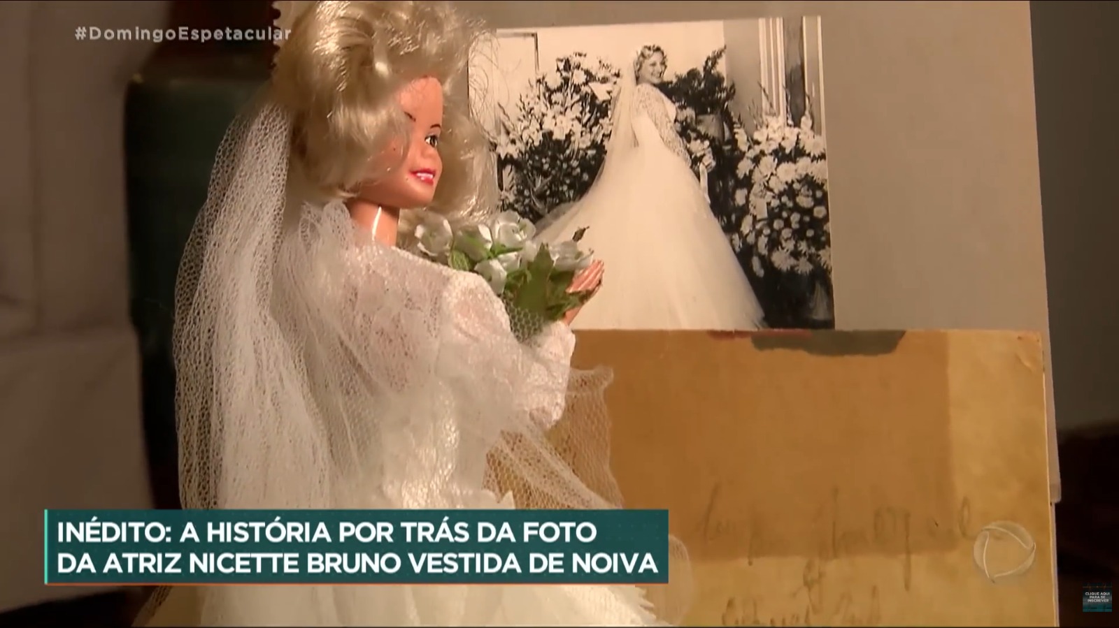 Nicette Bruno ganhou boneca de fã com miniatura de seu vestido de noiva - Foto: Reprodução / Record TV