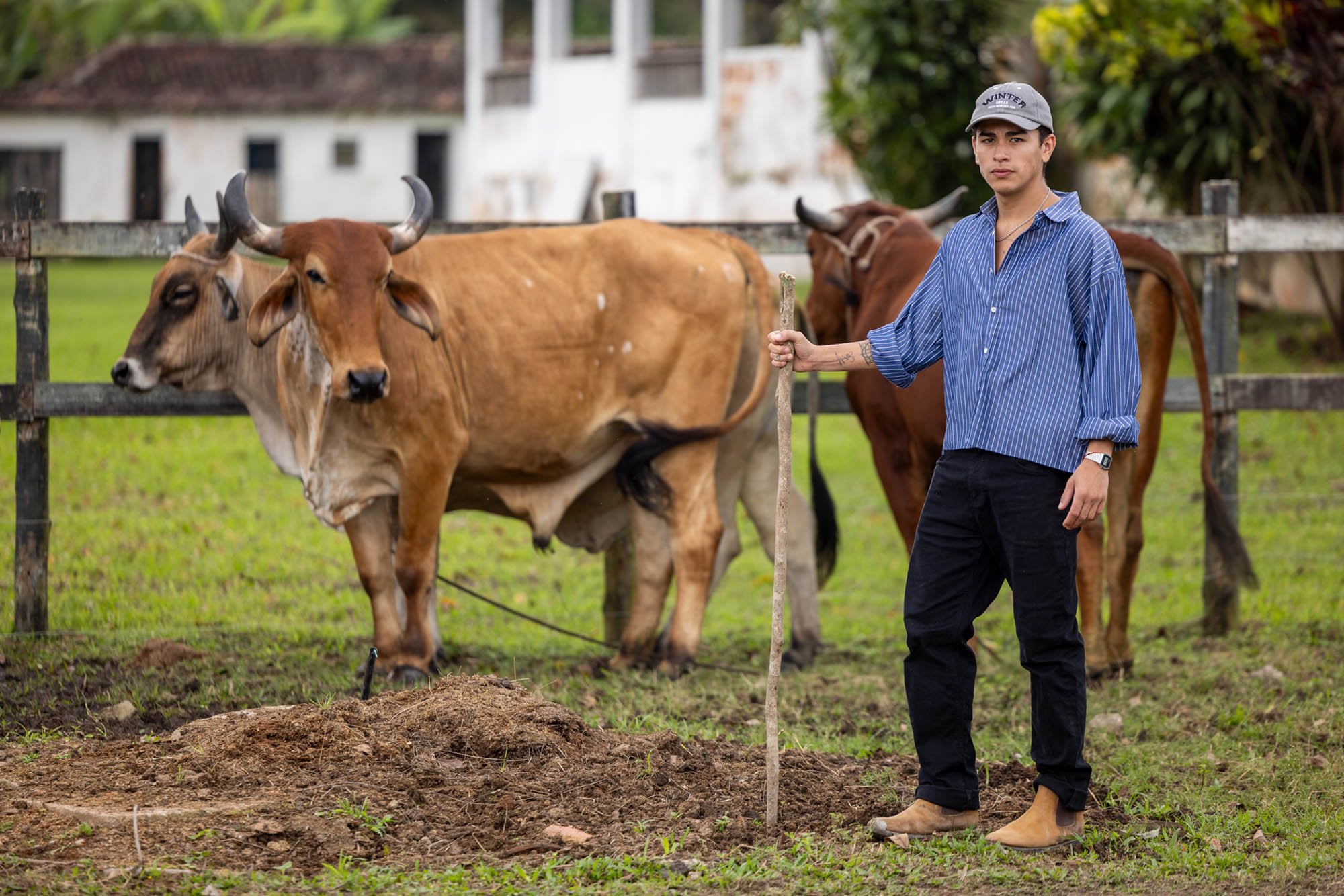 Vicenthe Delgado na preparação para a novela Lá na Minha Terra - Foto: Globo/Beatriz Damy