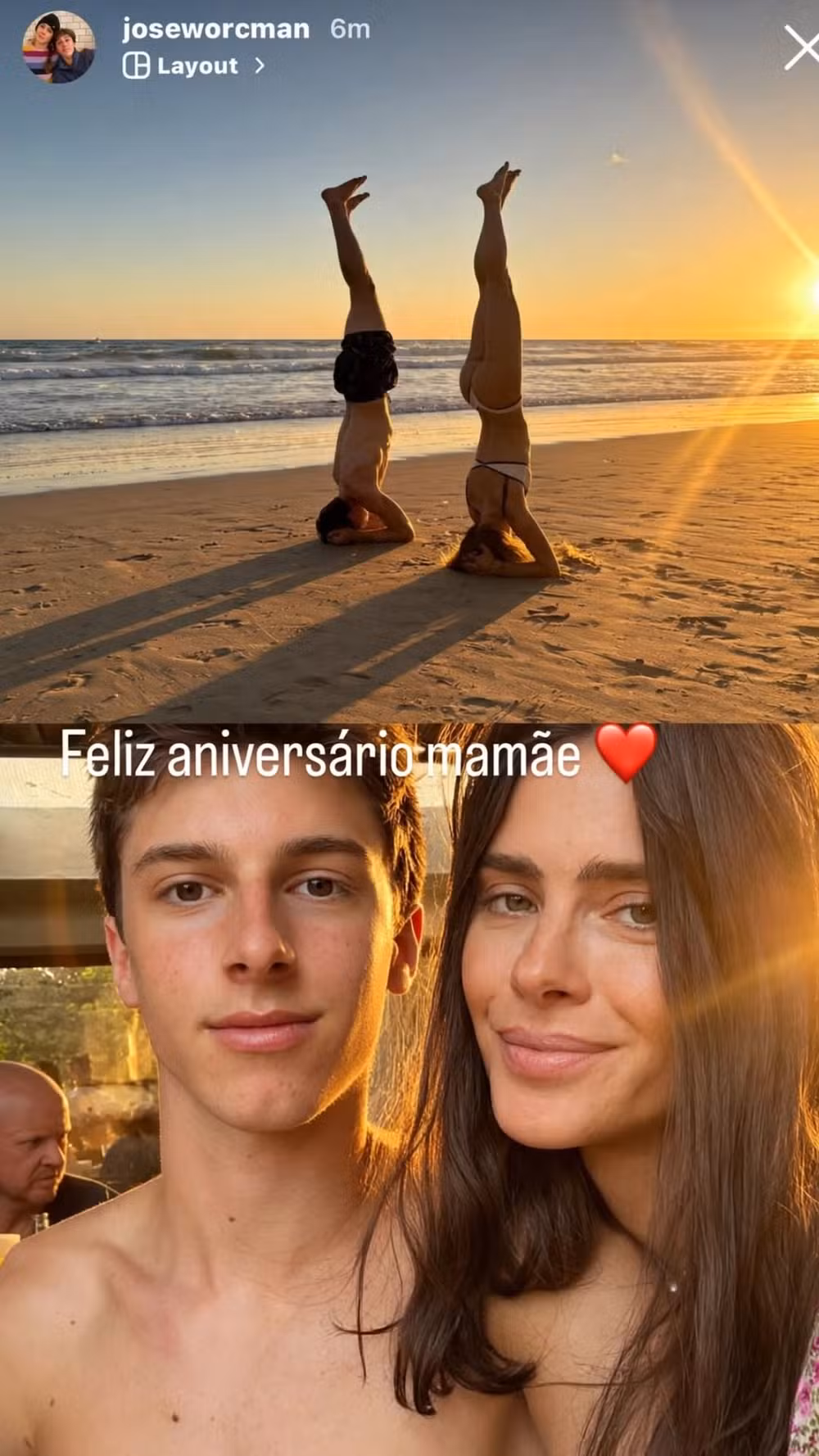 José Worcmann parabenizou a mãe, Carolina Dieckmmann, por seus 48 anos - Foto: Reprodução/Instagram