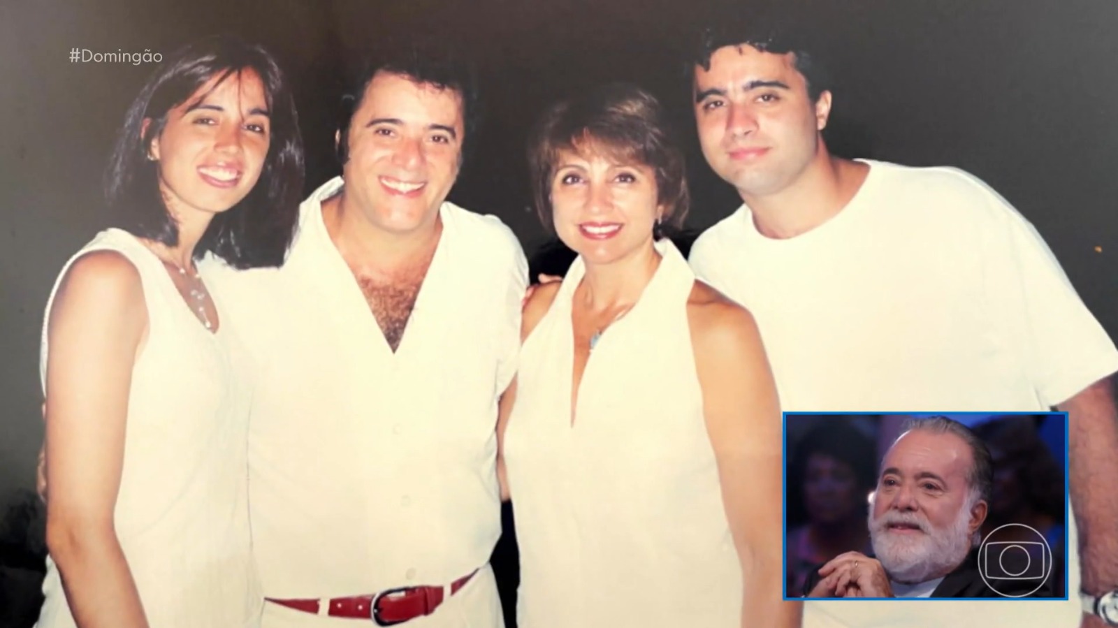 Tony Ramos e Lidiane Barbosa com os filhos, Rodrigo e Andréa - Foto: Reprodução / TV Globo