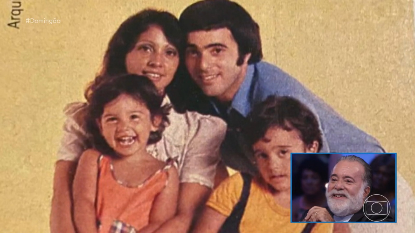 Tony Ramos e Lidiane Barbosa com os filhos, Rodrigo e Andréa - Foto: Reprodução / TV Globo