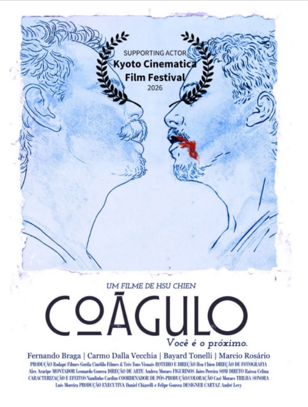 Cartaz do filme 'Coágulo', estrelado por Carmo Dalla Vecchia - Foto: Divulgação