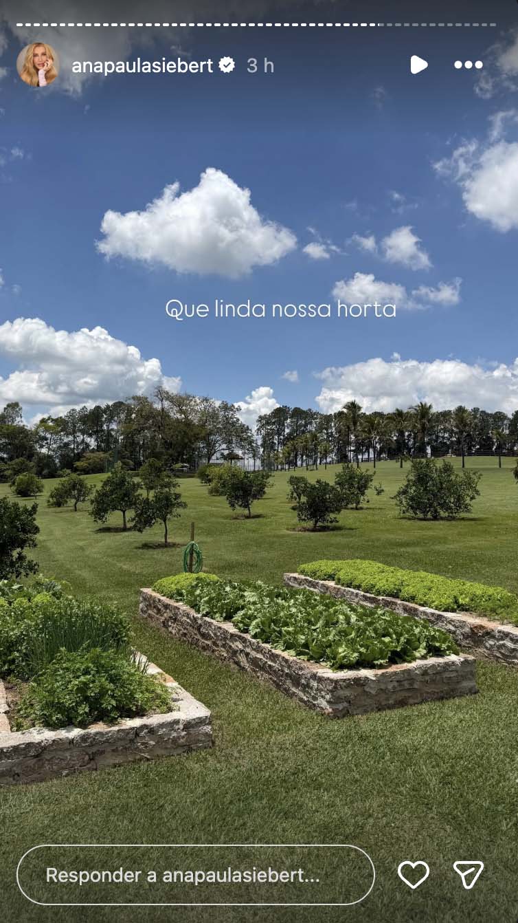 Horta na fazenda de Roberto Justus e Ana Paula Siebert - Foto: Reprodução / Instagram