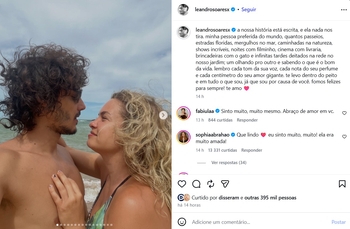 Homenagem de Leandro Soares para Lua Blanco - Foto: Reprodução / Instagram @leandrosoaresx