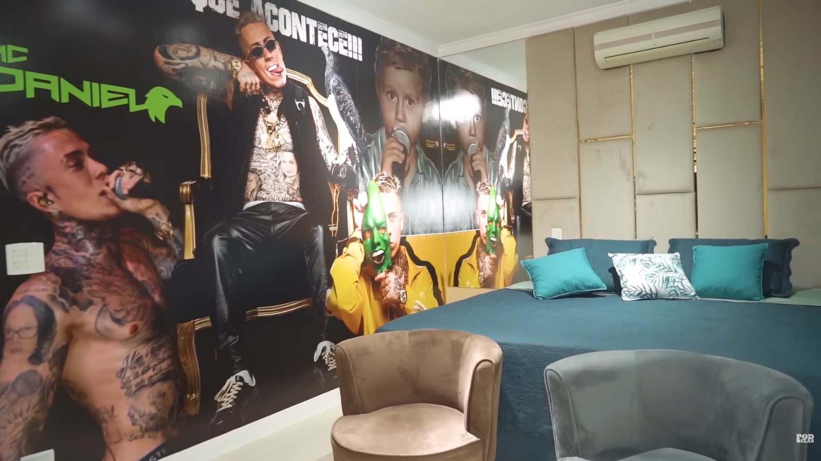 Quarto de MC Daniel na mansão de São Paulo - Foto: Reprodução / YouTube / Pod Delas