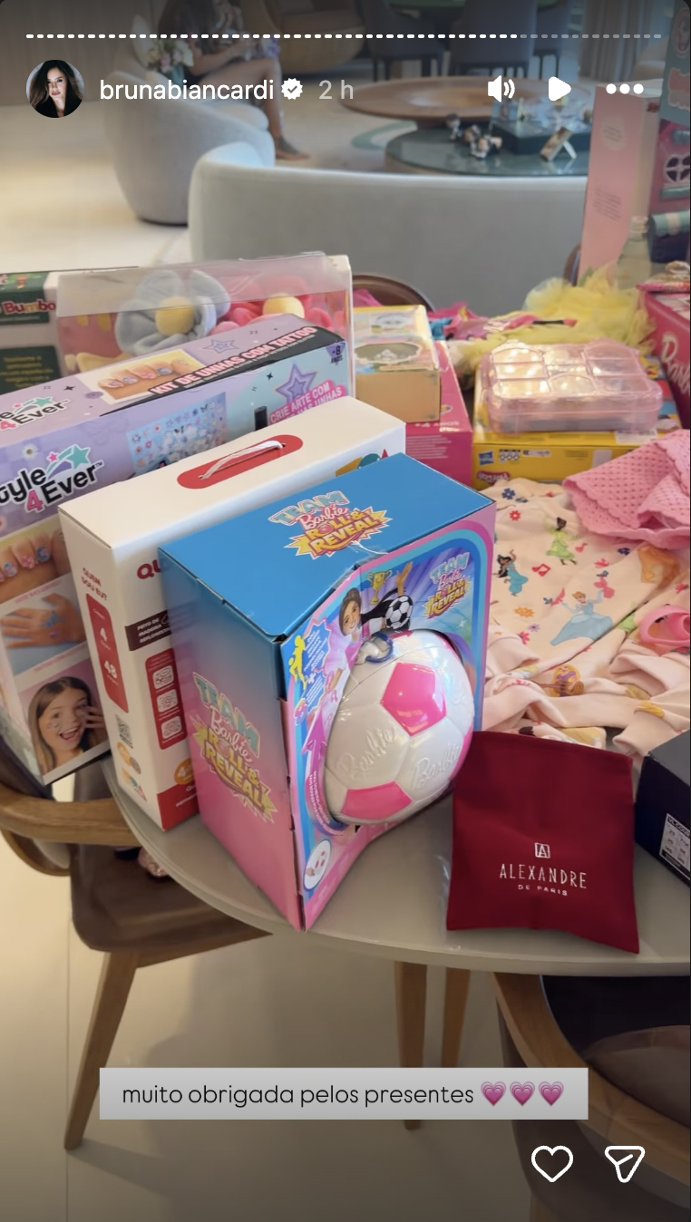 Presentes de aniversário da Mavie, filha de Neymar e Bruna Biancardi - Foto: Reprodução / Instagram