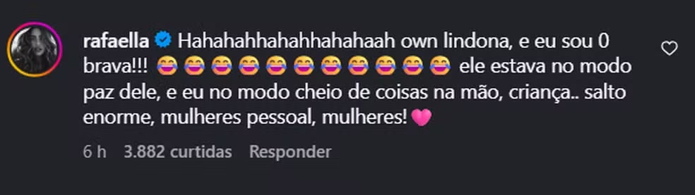 Comentário de Rafaella Santos — Foto: Reprodução/Instagram