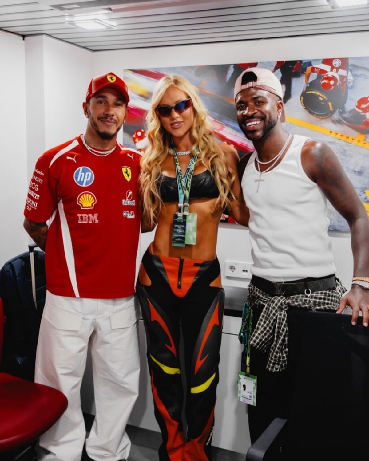 Lewis Hamilton, Virginia e Vini Jr. - Foto: Reprodução/Instagram
