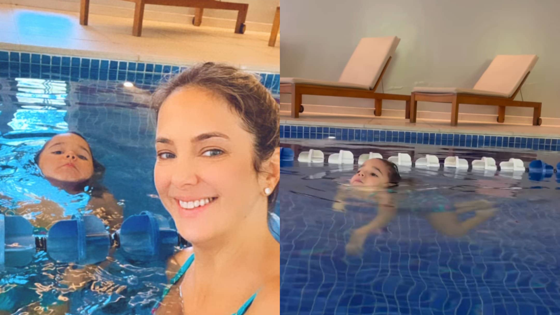 Filha de Ticiane Pinheiro e César Tralli choca ao nadar sozinha: ”Peixinha”