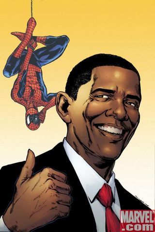 Barack Obama em HQ ao lado do Homem-Aranha