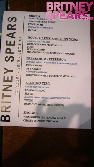 Set List da Britney Spears
