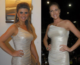 Íris e Hickmann com mesmo vestido