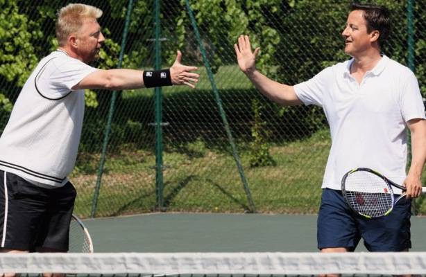 Amistoso reúne David Cameron e Boris Becker