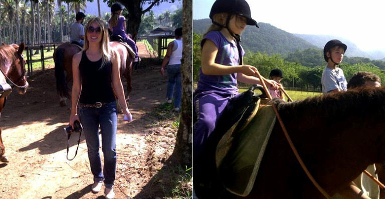 Susana Werner e os filhos em haras no Rio