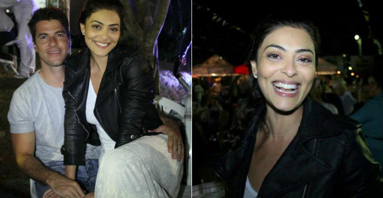 Juliana Paes curte arraial com a família
