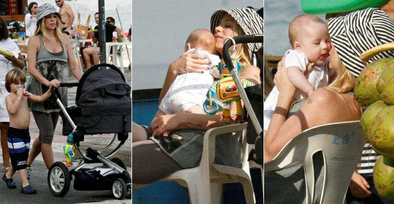 Dani Winits: domingo em família na praia