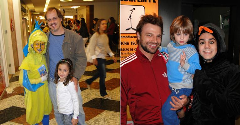 Guilherme Fontes e Cássio Reis levam os filhos ao teatro