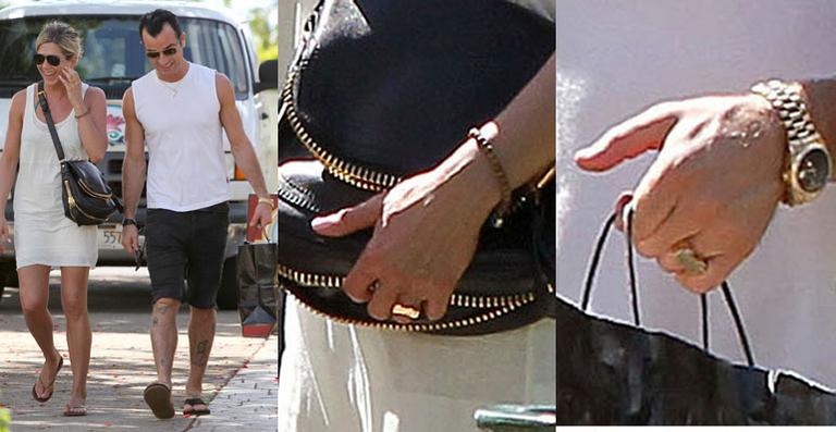 Aniston e Theroux usam alianças