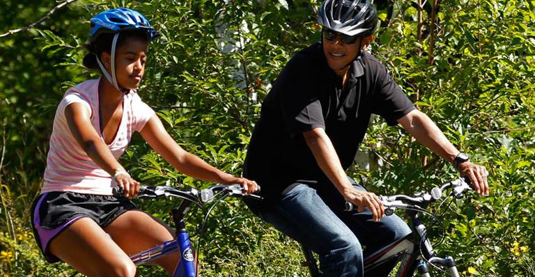 Família Obama: férias com exercícios