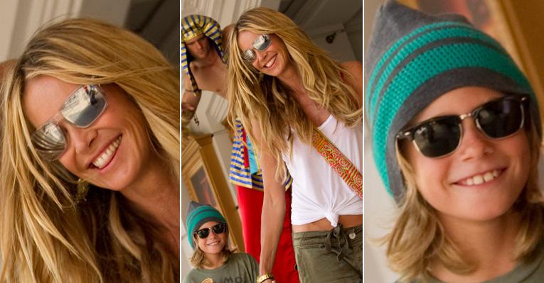 Elle Macpherson e o filho Cy em parque
