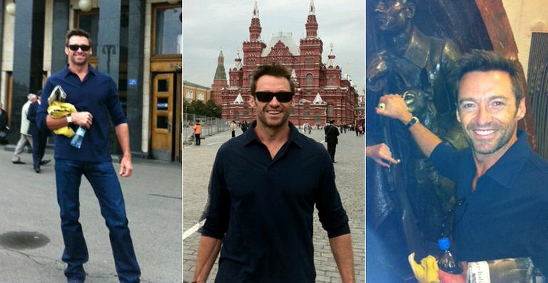 Hugh Jackman aprecia belezas de Moscou