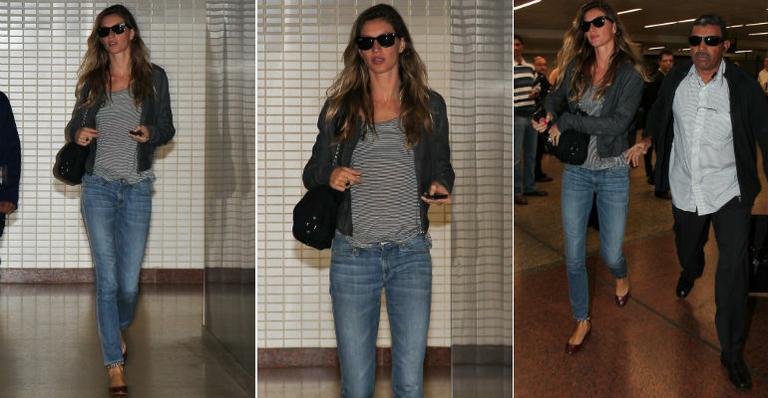 Gisele Bündchen desembarca em São Paulo