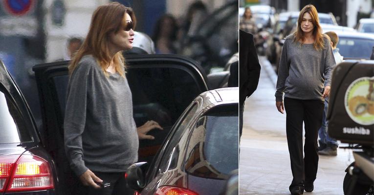 Carla Bruni reservada no fim da gravidez