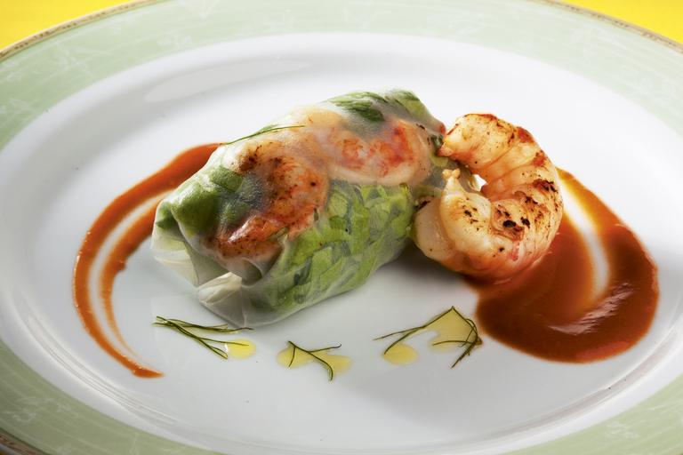 Cozinha Gourmet: Lagostim e folha de arroz recheada