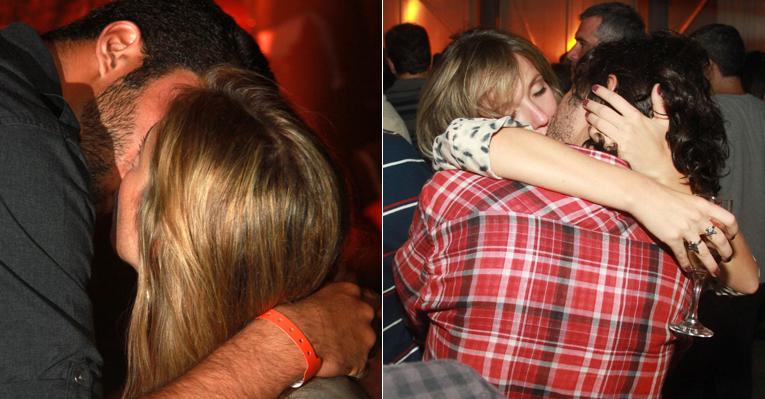 Casais famosos aos beijos em festa