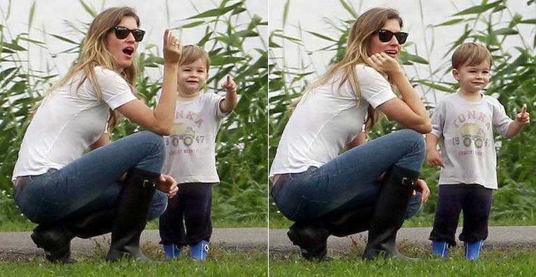 Gisele: passeio com o fofo Benjamin